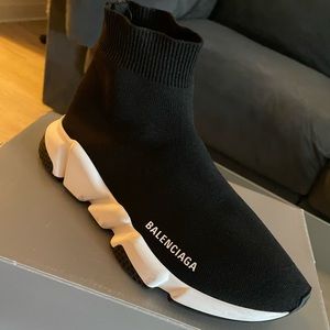 Balenciaga Women’s Speed Recycled Knit Sneaker in Black/White